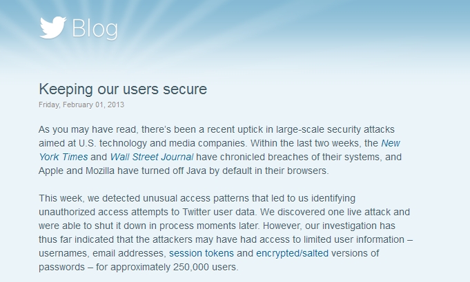 Twitter Keeping our users secure